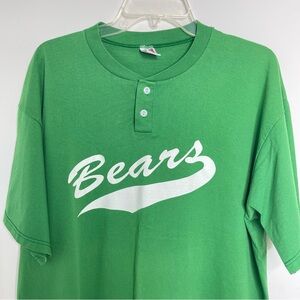 Vintage Soffe Shirts Bears Number 9 Green Button Up Henley Baseball Tee XL